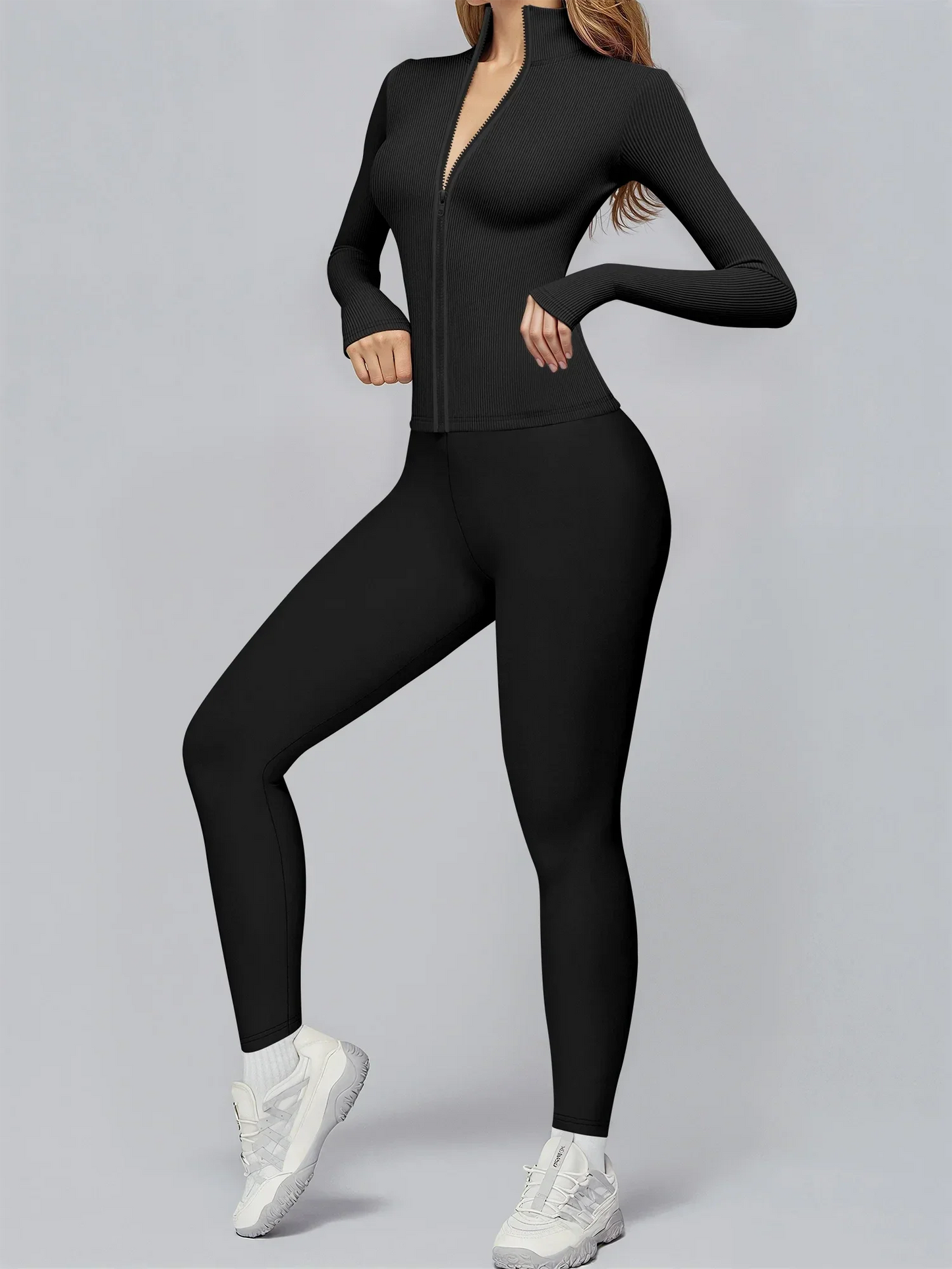 Premium Ribbed Activewear Set – Women Gym & Yoga Outfit