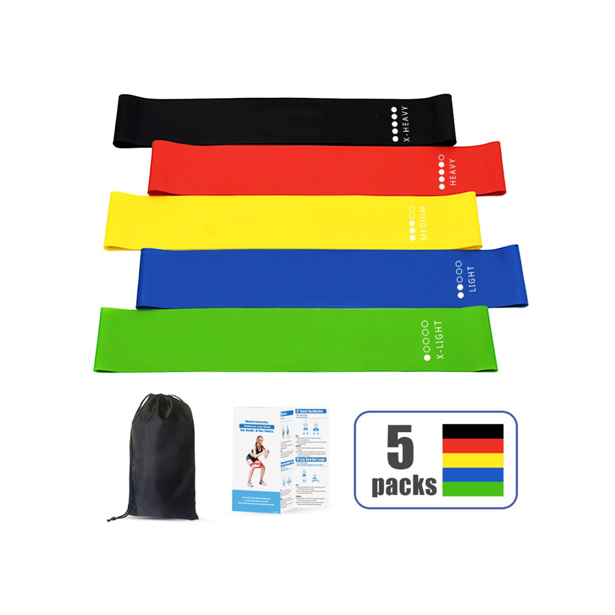 Set of 5 Latex Resistance Bands – Flex & Stretch Exercise Kit