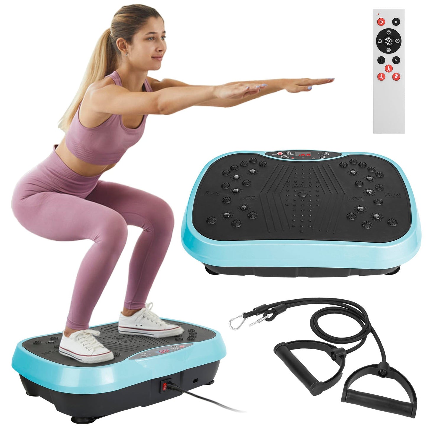 Vibration Exercise Machine with Resistance Bands – Whole Body Platform Trainer