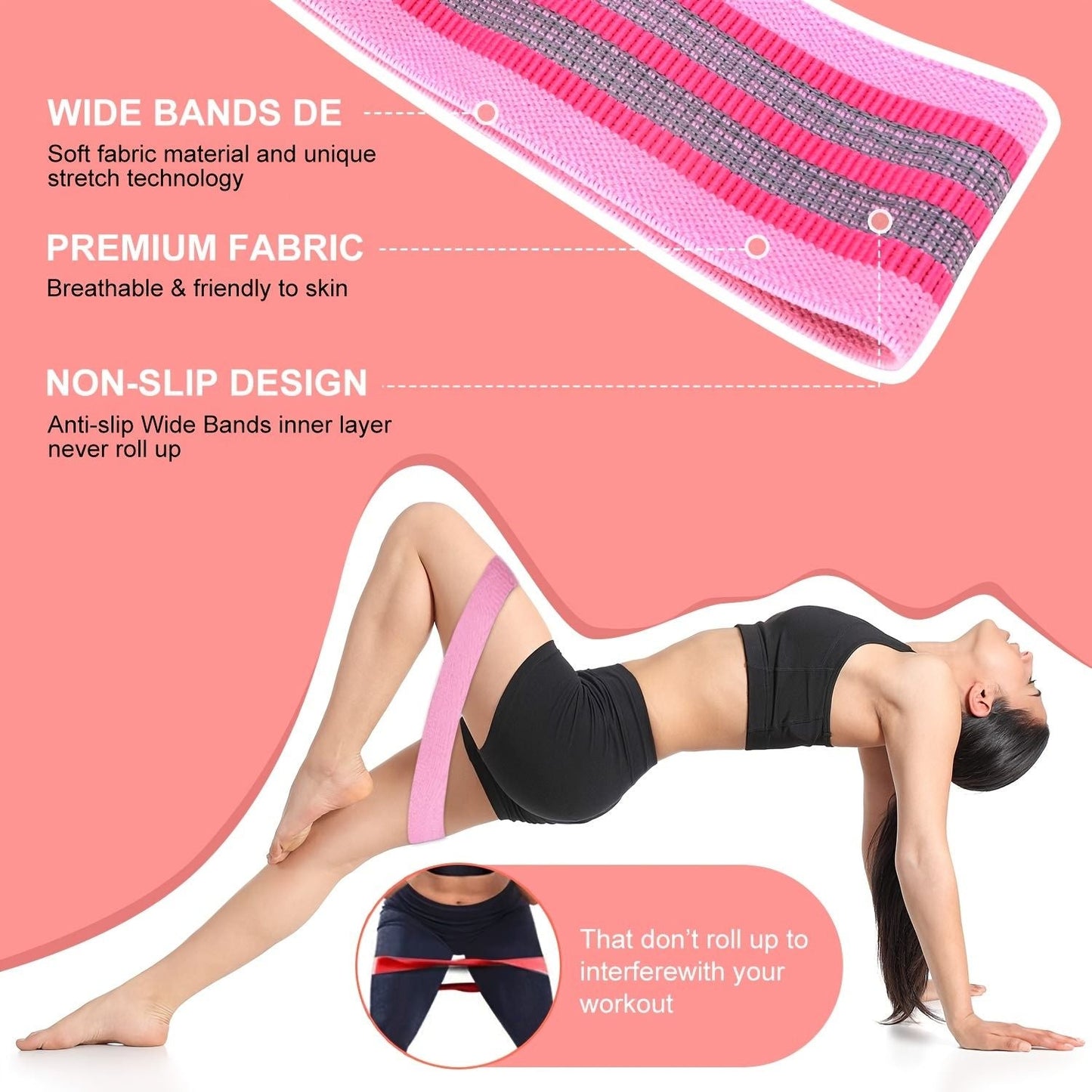 3pcs Resistance Bands for Legs & Butt – Yoga Fitness Workout Set
